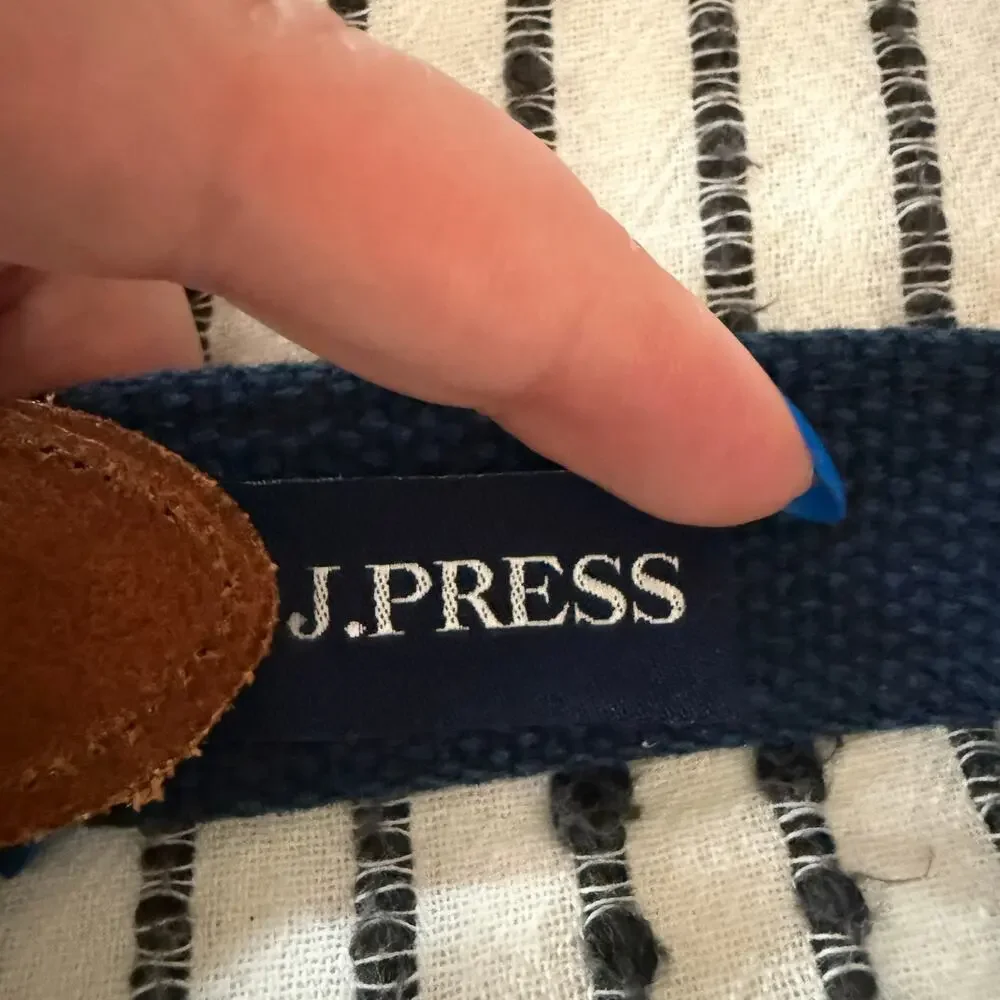 J.Press | Navy Burgundy and Gold Oar Webbed belt | Size 38